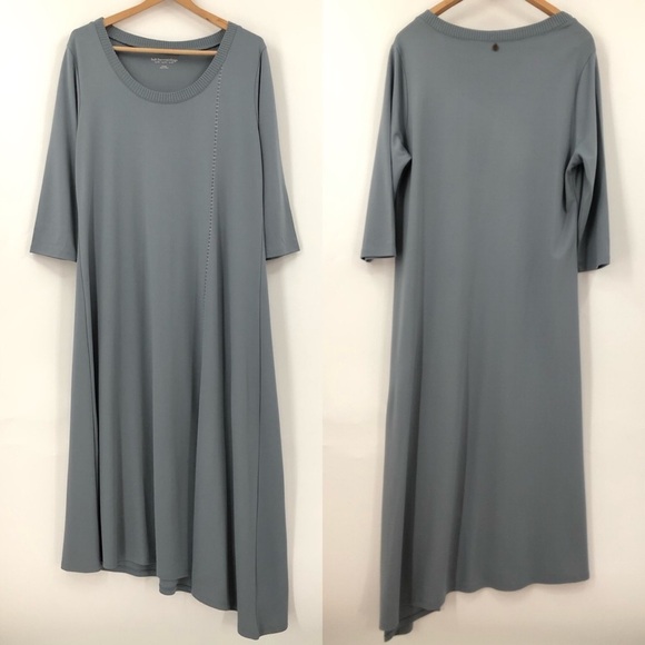Soft Surroundings L knit long sleeve maxi dress asymmetrical hem long 0458 - Picture 1 of 11